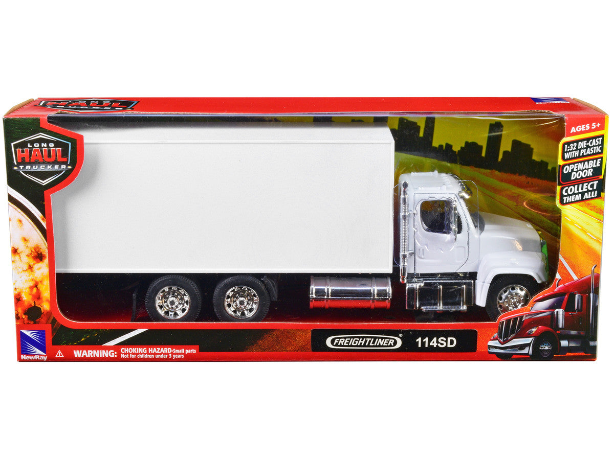 Freightliner 114SD Box Truck White "Long Haul Trucker" Series 1/32 Diecast Model by New Ray-2