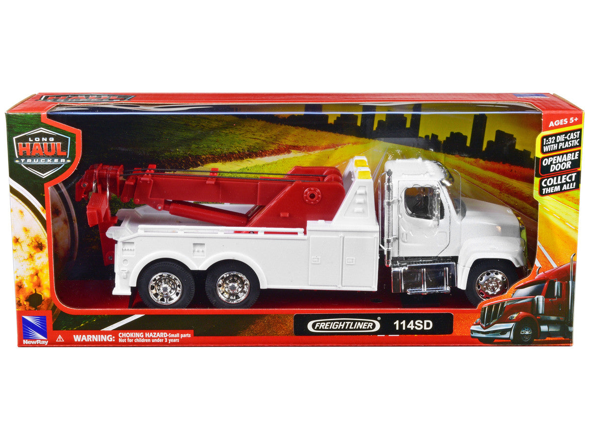 Freightliner 114SD Tow Truck White and Red "Long Haul Trucker" Series 1/32 Diecast Model by New Ray-2