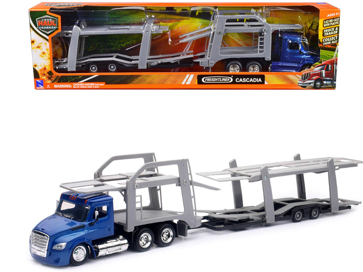 Freightliner Cascadia Auto Transporter Blue Metallic "Long Haul Trucker" Series 1/43 Diecast Model by New Ray-0