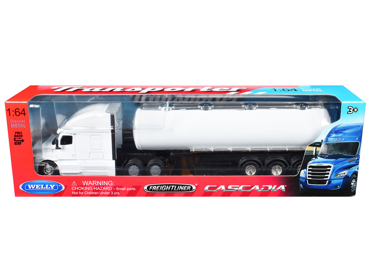Freightliner Cascadia Oil Tanker Plain White "Transporter" Series 1/64 Diecast Model by Welly-0