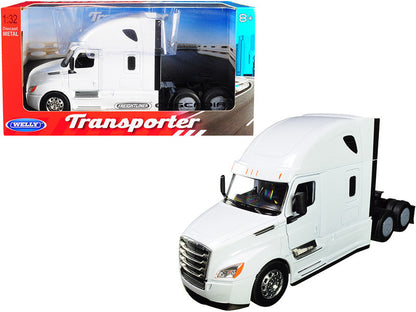 Freightliner Cascadia Truck White "Transporter" 1/32 Diecast Model by Welly-0