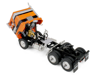 Freightliner COE and 45' Wilson Vintage Livestock Trailer Orange with Stripes 1/64 Diecast Model by DCP/First Gear-1