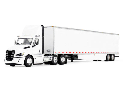 Freightliner Fifth Generation Cascadia Day Cab and 53' Utility Trailer with Skirts White 1/64 Diecast Model by DCP/First Gear-1