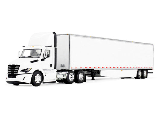 Freightliner Fifth Generation Cascadia Day Cab and 53' Utility Trailer with Skirts White 1/64 Diecast Model by DCP/First Gear-1
