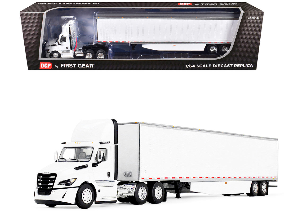 Freightliner Fifth Generation Cascadia Day Cab and 53' Utility Trailer with Skirts White 1/64 Diecast Model by DCP/First Gear-0