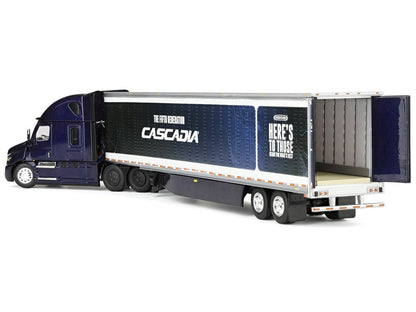 Freightliner Fifth Generation Cascadia Raised Roof Sleeper & 53' Utility Trailer with Skirts Midnight Blue 1/64 Diecast Model by DCP/First Gear-1