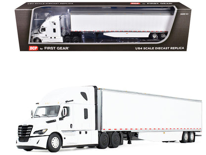 Freightliner Fifth Generation Cascadia Raised Roof Sleeper & 53' Utility Trailer with Skirts White 1/64 Diecast Model by DCP/First Gear-0