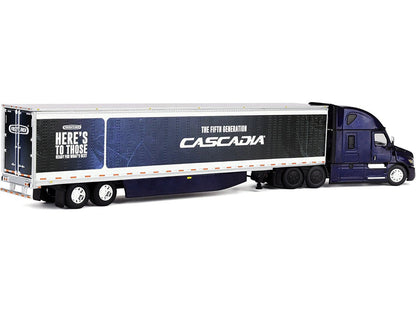 Freightliner Fifth Generation Cascadia Raised Roof Sleeper & 53' Utility Trailer with Skirts Midnight Blue 1/64 Diecast Model by DCP/First Gear-2