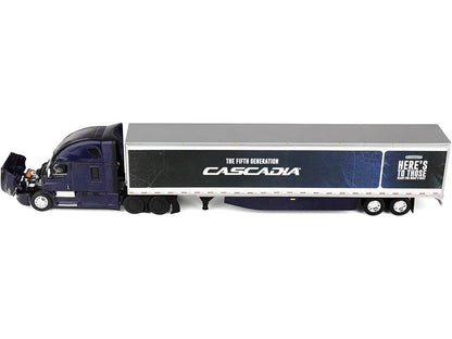 Freightliner Fifth Generation Cascadia Raised Roof Sleeper & 53' Utility Trailer with Skirts Midnight Blue 1/64 Diecast Model by DCP/First Gear-0
