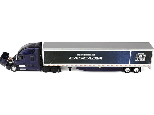 Freightliner Fifth Generation Cascadia Raised Roof Sleeper & 53' Utility Trailer with Skirts Midnight Blue 1/64 Diecast Model by DCP/First Gear-0