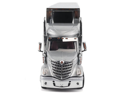 International Lonestar Truck with Sleeper Silver Metallic with "CAT Caterpillar" Mural Trailer "Transport Series" 1/50 Diecast Model by Diecast Masters-1