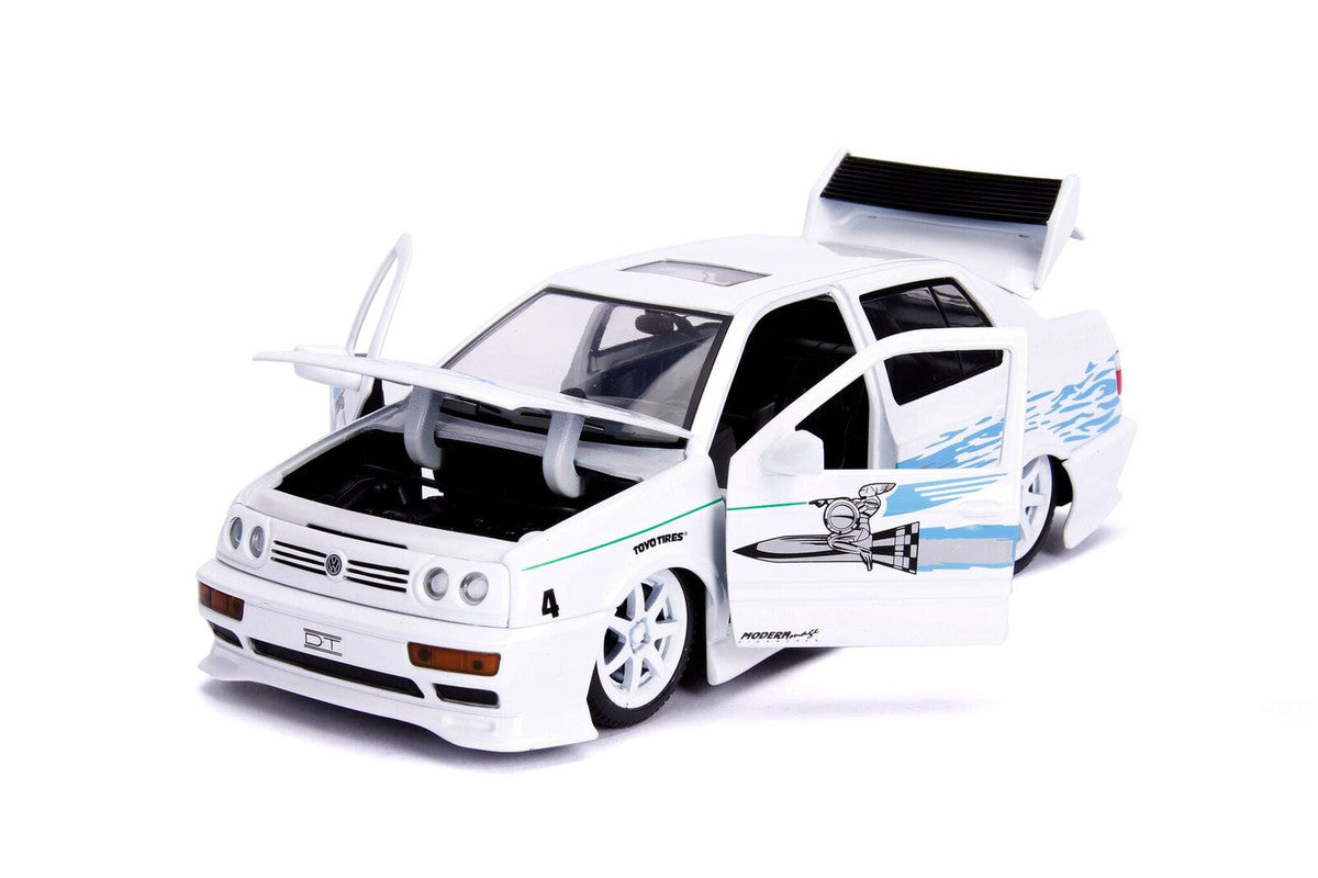 Jesse's Volkswagen Jetta White with Graphics "Fast & Furious" Movie 1/24 Diecast Model Car by Jada-2