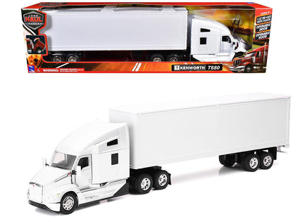 Kenworth T680 Truck White with Dry Van Trailer White "Long Haul Trucker" Series 1/32 Diecast Model by New Ray-0