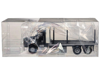 Kenworth T800 Stake Bed Truck Black 1/87 (HO) Plastic Model Car by Promotex-1
