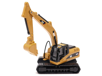Kenworth T880 SBFS Sleeper Tandem Tractor Black with Lowboy Trailer and CAT 320D L Hydraulic Excavator Yellow 1/87 (HO) Diecast Model by Diecast Masters-2