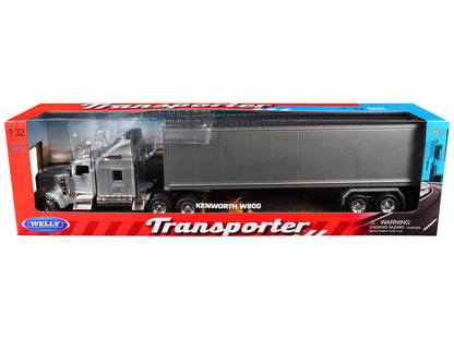 Kenworth W900 Truck Silver Metallic with Gray Container 1/32 Diecast Model by Welly-0