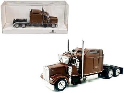 Kenworth W900L Truck Tractor with Sleeper Cab Brown Metallic 1/87 (HO) Scale Plastic Model Car by HO Logistics-0