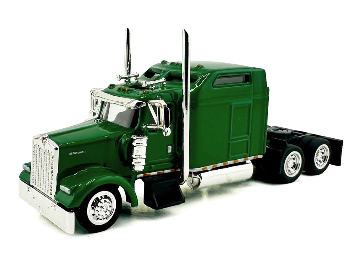 Kenworth W900L Truck Tractor with Sleeper Cab Green  1/87 (HO) Scale Plastic Model Car by HO Logistics-1