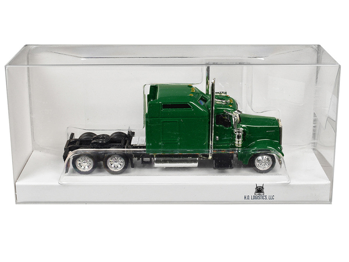 Kenworth W900L Truck Tractor with Sleeper Cab Green  1/87 (HO) Scale Plastic Model Car by HO Logistics-0