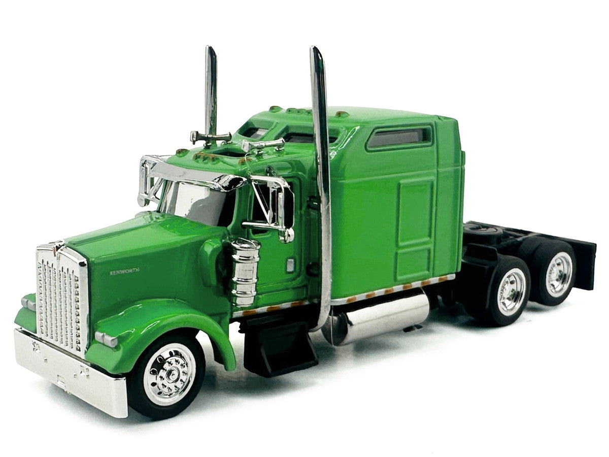Kenworth W900L Truck Tractor with Sleeper Cab Lime Green 1/87 (HO) Scale Plastic Model Car by HO Logistics-1