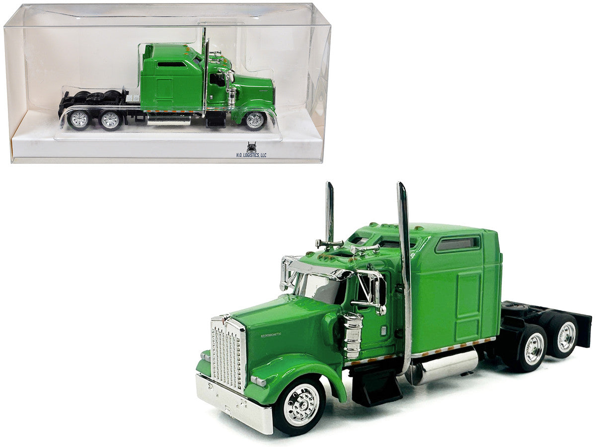 Kenworth W900L Truck Tractor with Sleeper Cab Lime Green 1/87 (HO) Scale Plastic Model Car by HO Logistics-0