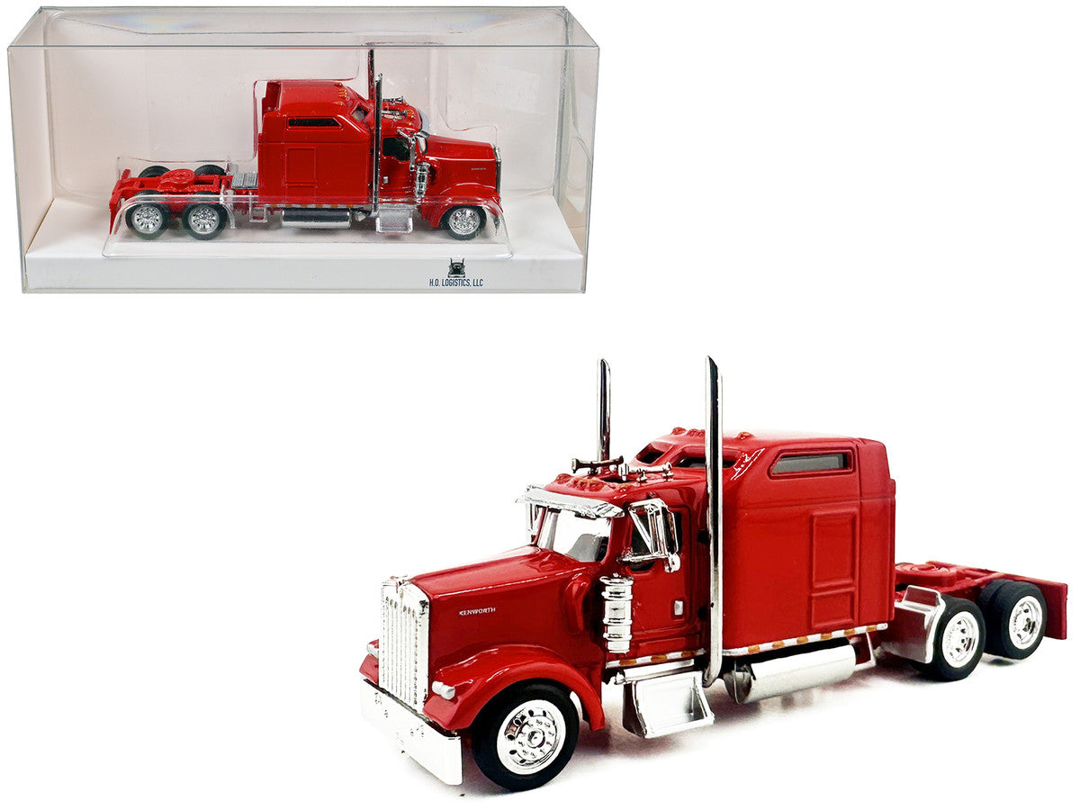 Kenworth W900L Truck Tractor with Sleeper Cab Red 1/87 (HO) Scale Plastic Model Car by HO Logistics-0