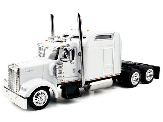 Kenworth W900L Truck Tractor with Sleeper Cab White 1/87 (HO) Scale Plastic Model Car by HO Logistics-1