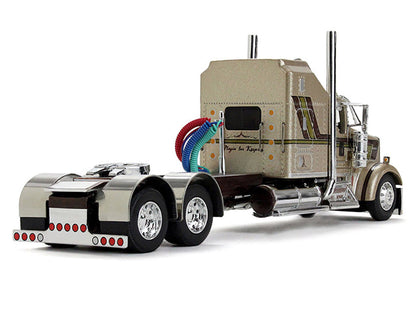 Kenworth W900L with 60" Aerodyne Sleeper and 40' Vintage Trailer "Red's Favorites - Jason Sanders" Beige with Stripes 1/64 Diecast Model by DCP/First Gear-2