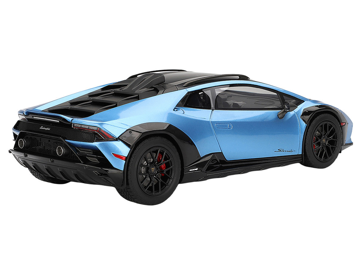 Lamborghini Huracan Sterrato Blu Aegir Blue Metallic with Matt Black Top 1/18 Model Car by Top Speed-1