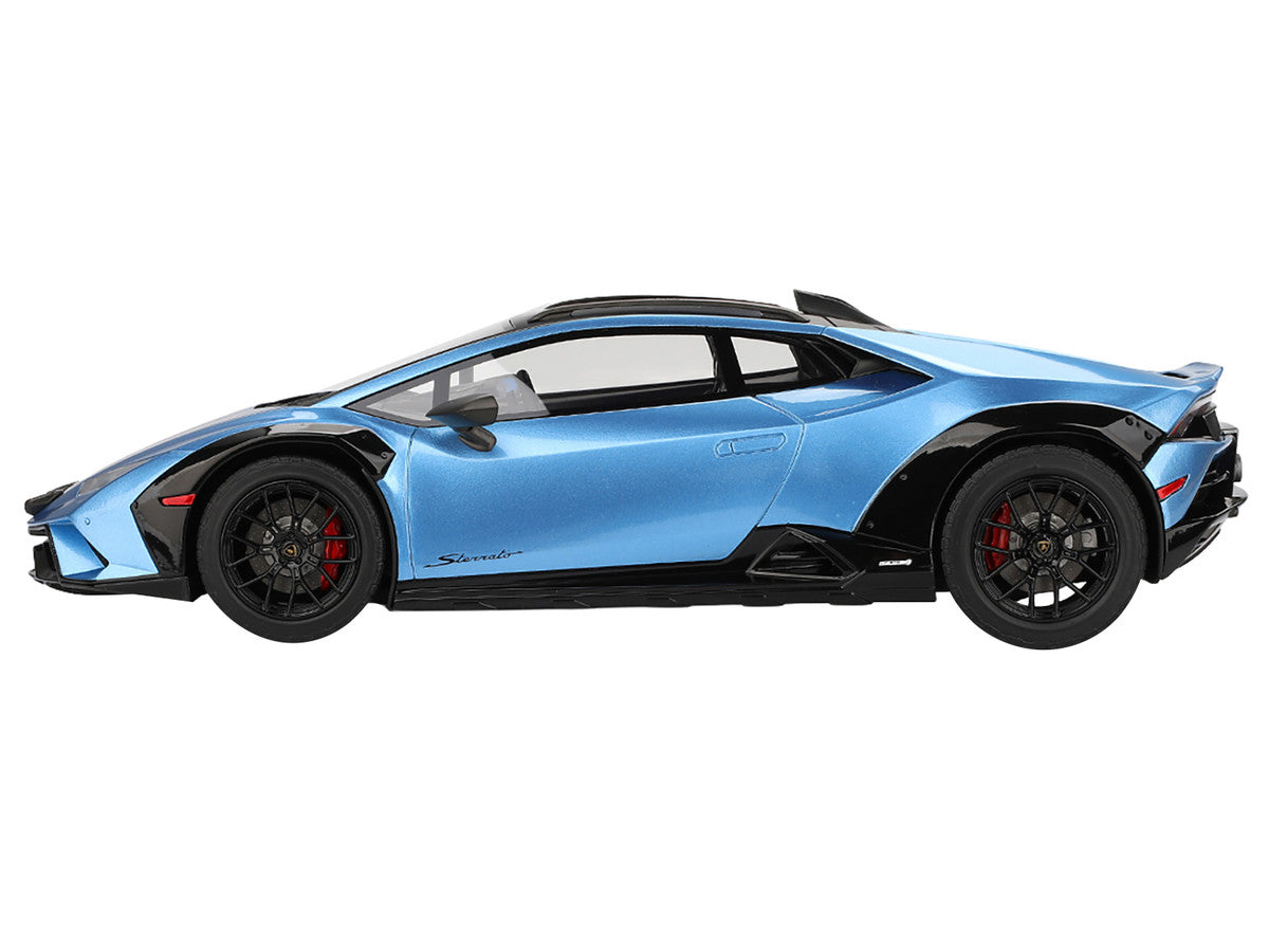 Lamborghini Huracan Sterrato Blu Aegir Blue Metallic with Matt Black Top 1/18 Model Car by Top Speed-0