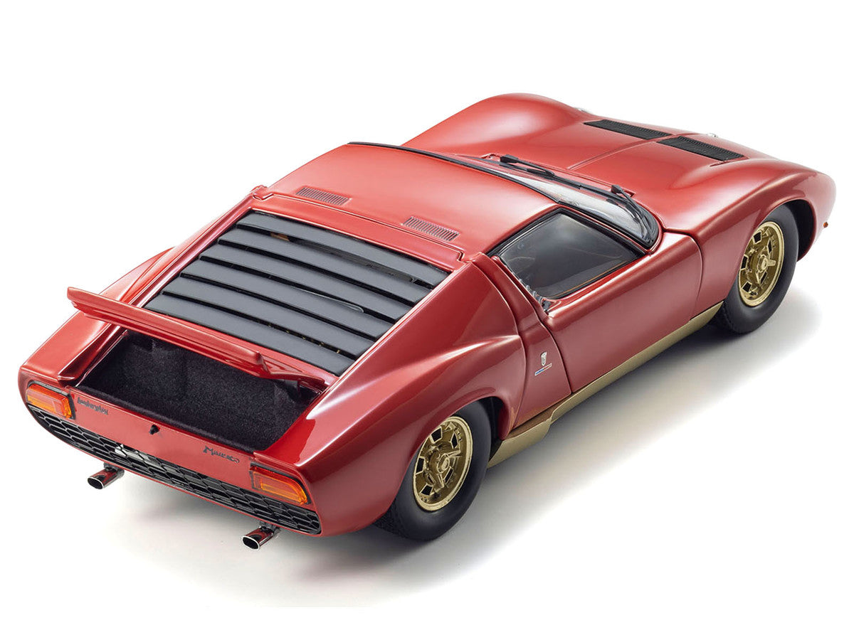 Lamborghini Miura P 400 Red with Gold Accents 1/18 Diecast Model Car by Kyosho-3