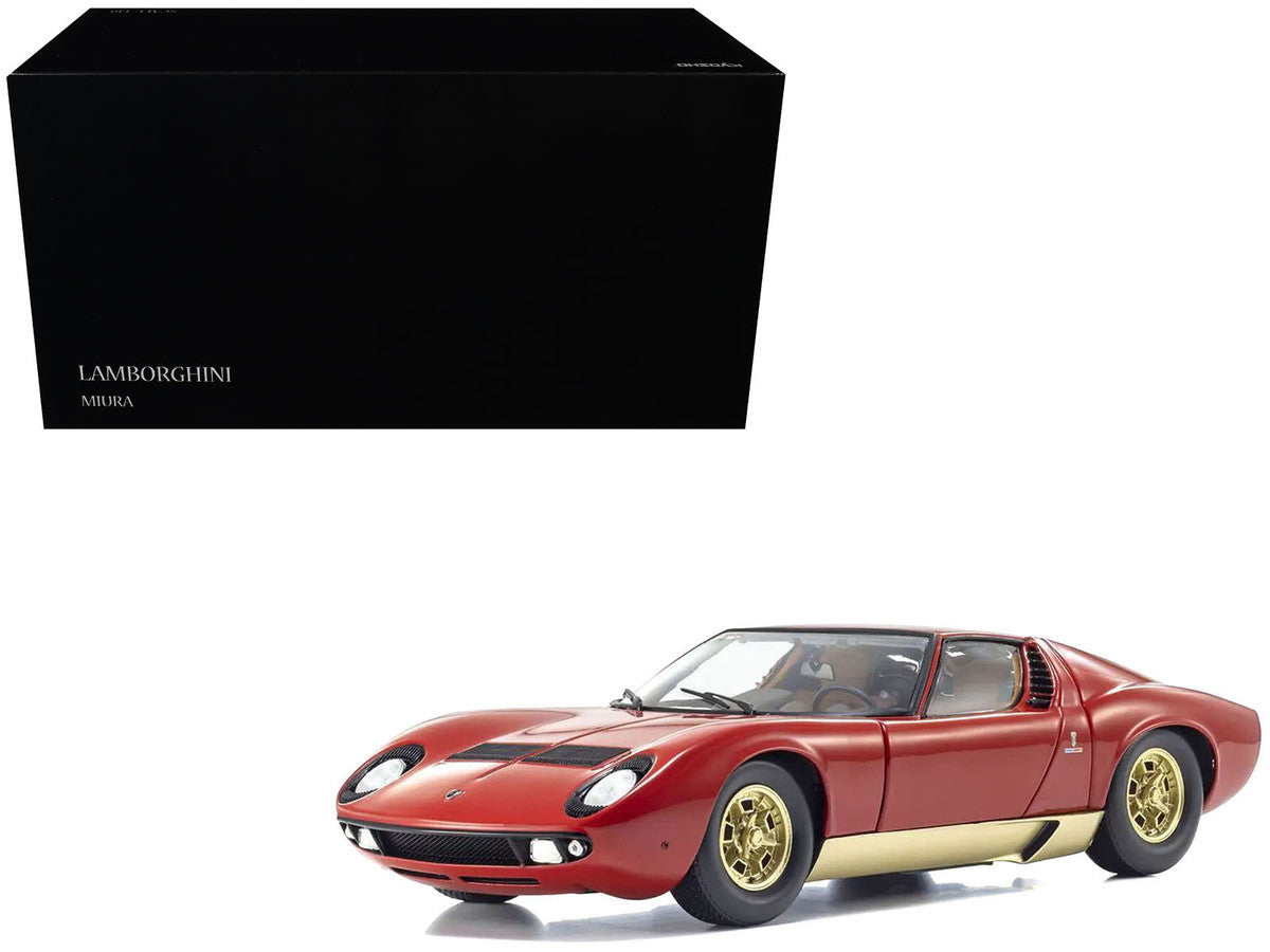 Lamborghini Miura P 400 Red with Gold Accents 1/18 Diecast Model Car by Kyosho-4