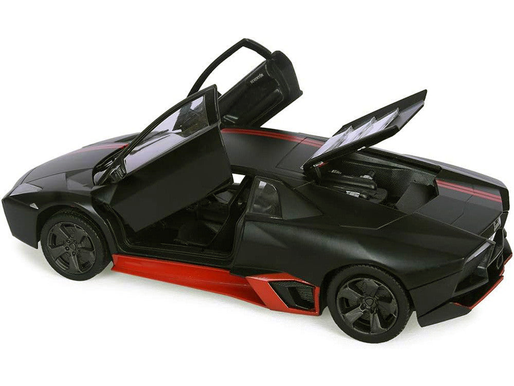 Lamborghini Reventon Matt Black with Red Stripes "Satin Paint" Series 1/24 Diecast Model Car by Motormax-0
