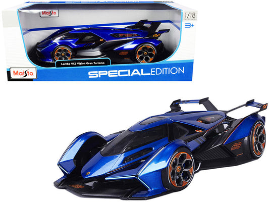 Lamborghini V12 Vision Gran Turismo Blue Metallic 1/18 Diecast Model Car by Maisto-0