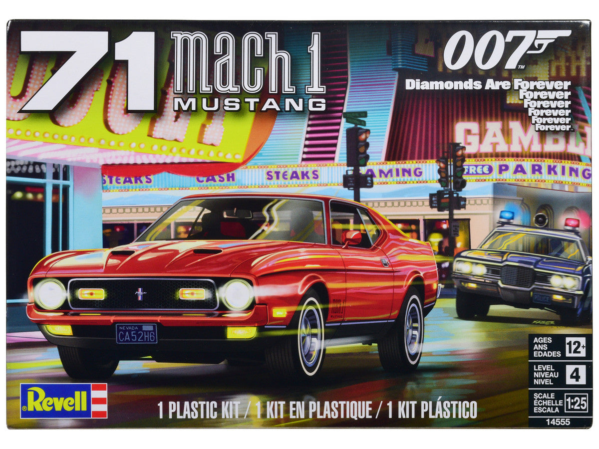 Level 4 Model Kit 1971 Ford Mustang Mach 1 James Bond 007 "Diamonds Are Forever" (1971) Movie 1/25 Scale Model by Revell-0