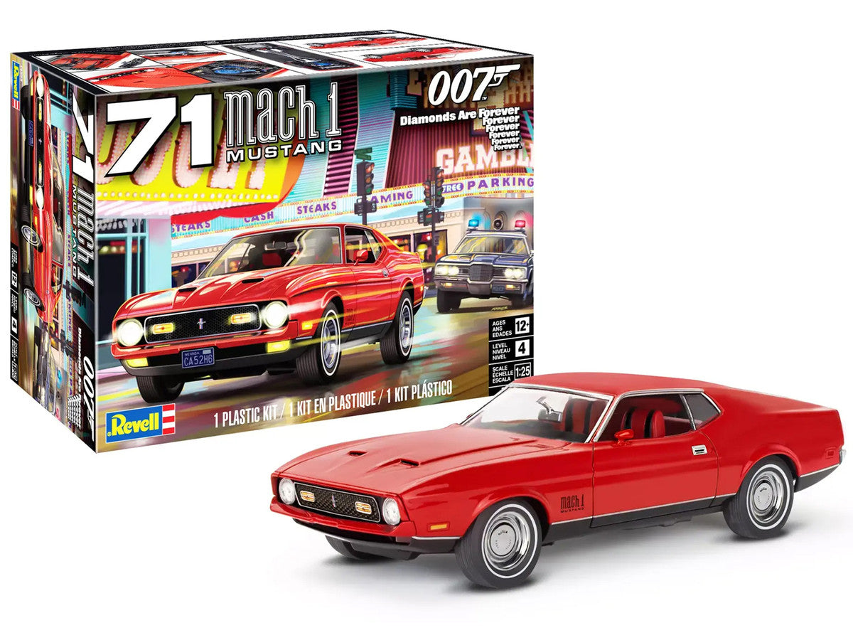 Level 4 Model Kit 1971 Ford Mustang Mach 1 James Bond 007 "Diamonds Are Forever" (1971) Movie 1/25 Scale Model by Revell-1