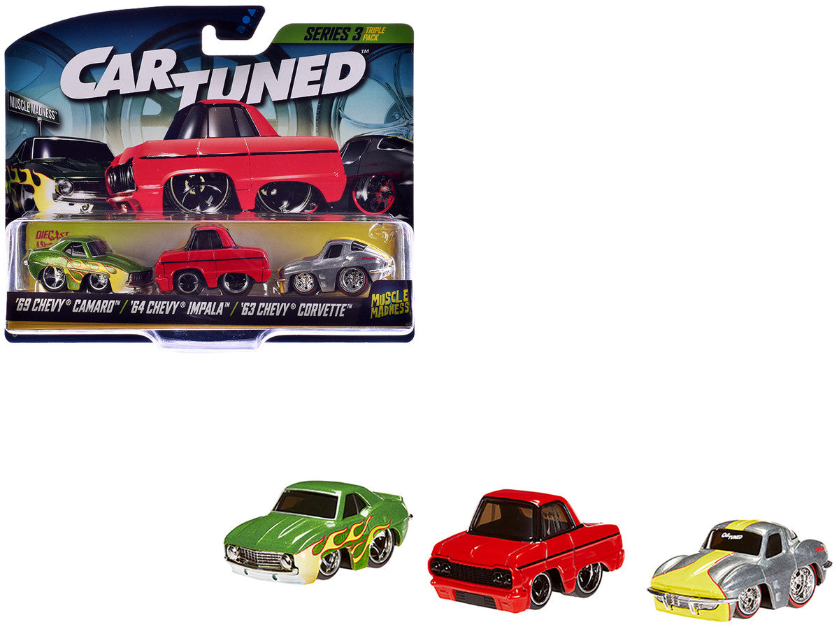 "Lowriders" Series 3 Chevrolet Triple Pack Set of 3 Cars Diecast Model Cars by CarTuned-0