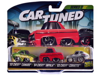"Lowriders" Series 3 Chevrolet Triple Pack Set of 3 Cars Diecast Model Cars by CarTuned-2