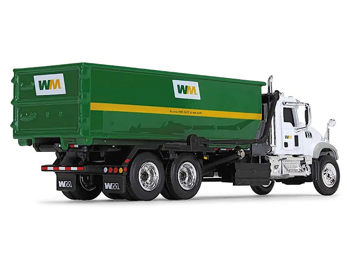 Mack Granite MP Refuse Garbage Truck with Tub-Style Roll-Off Container "Waste Management" White and Green 1/87 (HO) Diecast Model by First Gear-2