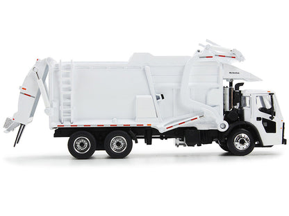 Mack LR Refuse Garbage Truck with McNeilus Meridian Front Loader White with Trash Bin 1/64 Diecast Model by DCP/First Gear-0