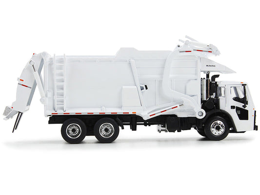Mack LR Refuse Garbage Truck with McNeilus Meridian Front Loader White with Trash Bin 1/64 Diecast Model by DCP/First Gear-0