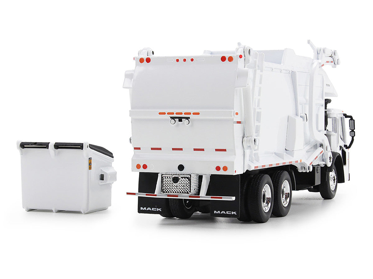 Mack LR Refuse Garbage Truck with McNeilus Meridian Front Loader White with Trash Bin 1/64 Diecast Model by DCP/First Gear-2
