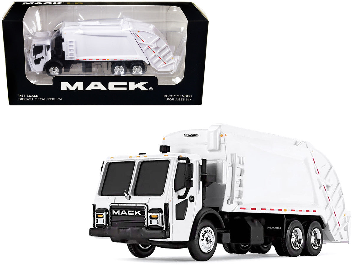 Mack LR with McNeilus Rear Load Refuse Body White 1/87 (HO) Diecast Model by First Gear-0
