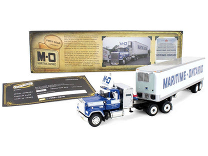 Mack Super-Liner with 36" Vintage Sleeper and 40' Vintage Trailer with Reefer "Maritime-Ontario" Blue with White Stripes "Legacy" Series #4 1/64 Diecast Model by DCP/First Gear-3