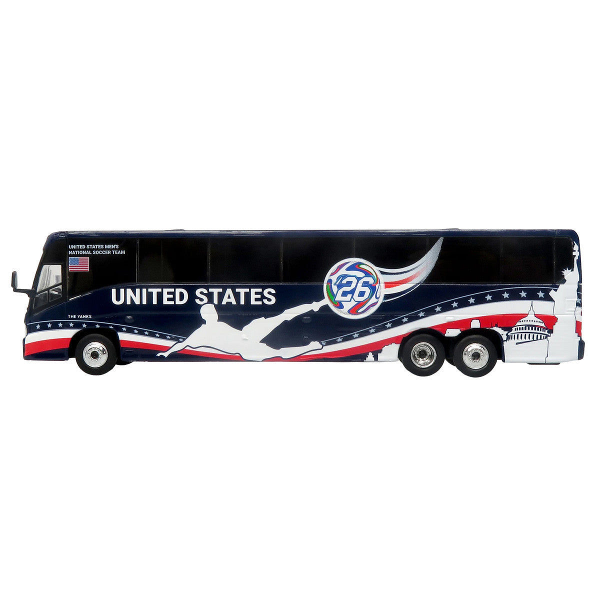 MCI J4500 Coach Bus "United States National Soccer Team" Dark Blue with Graphics "International Federation of the Global Game" Series Limited Edition to 504 pieces Worldwide 1/87 (HO) Diecast Model by Iconic Replicas-3