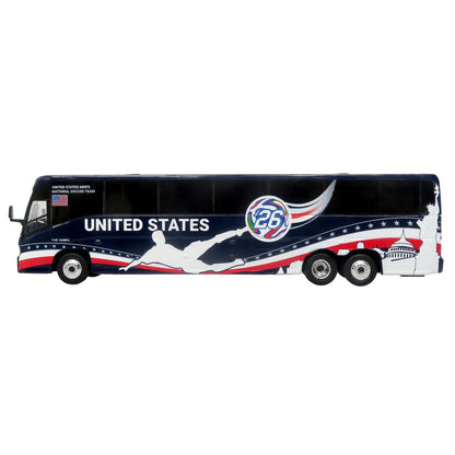 MCI J4500 Coach Bus "United States National Soccer Team" Dark Blue with Graphics "International Federation of the Global Game" Series Limited Edition to 504 pieces Worldwide 1/87 (HO) Diecast Model by Iconic Replicas-3