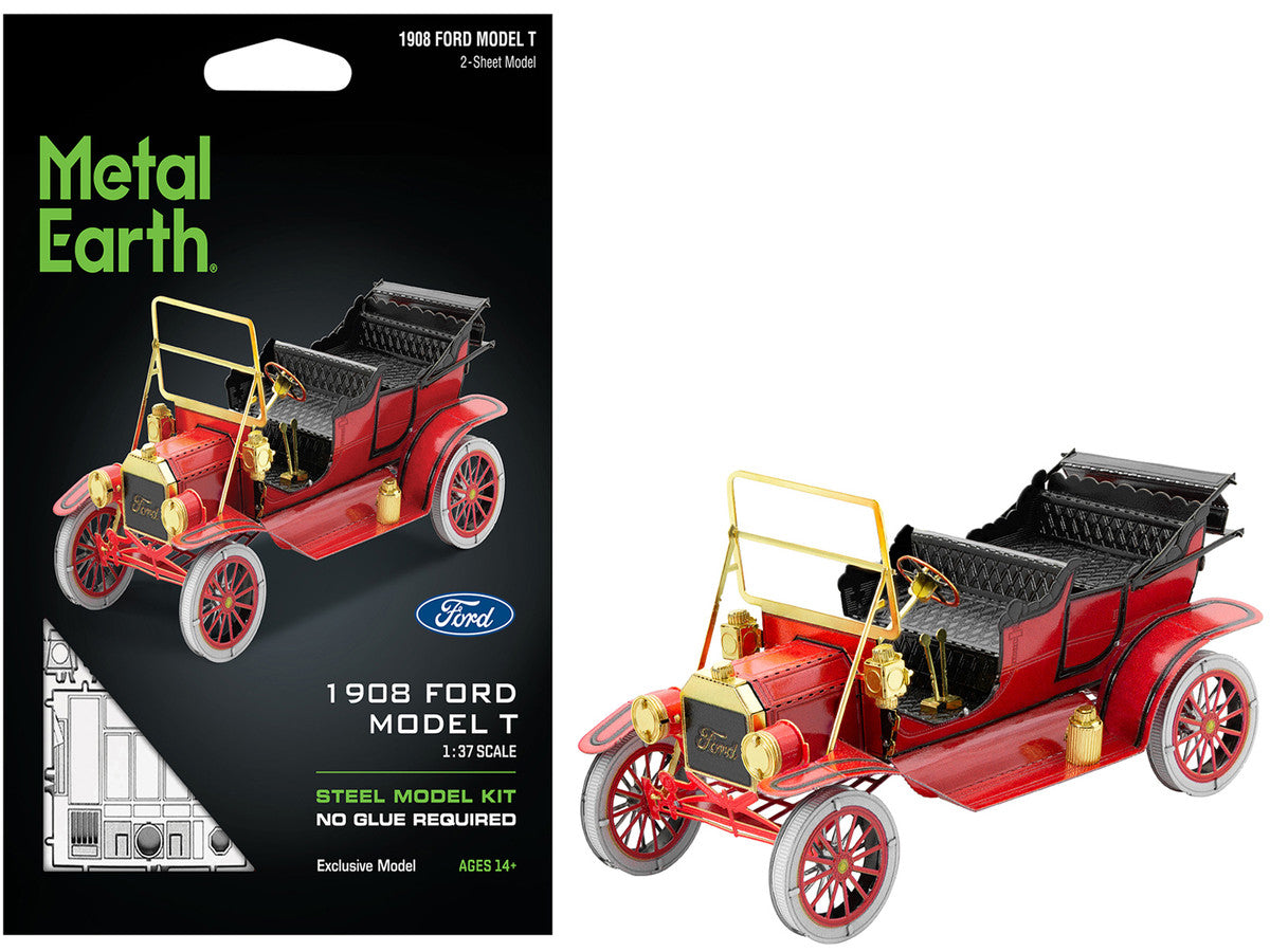 Model Kit 1908 Ford Model T Red (Moderate Difficulty) Steel Model by Metal Earth-4