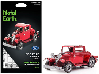 Model Kit 1932 Ford Coupe Red (Moderate Difficulty) Steel Model by Metal Earth-4