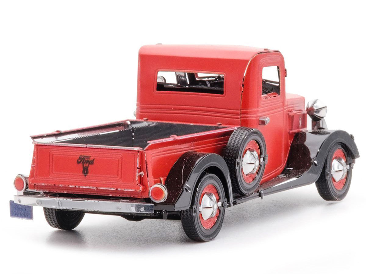 Model Kit 1937 Ford Pickup Truck Red and Black (Moderate Difficulty) Steel Model by Metal Earth-3