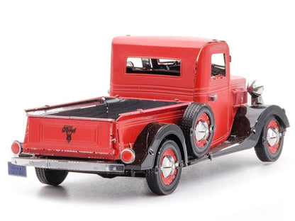 Model Kit 1937 Ford Pickup Truck Red and Black (Moderate Difficulty) Steel Model by Metal Earth-3